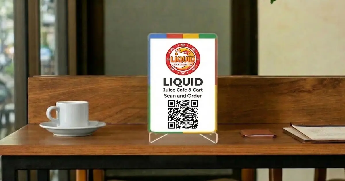 QR Code Acrylic Stand on Restaurant Table
